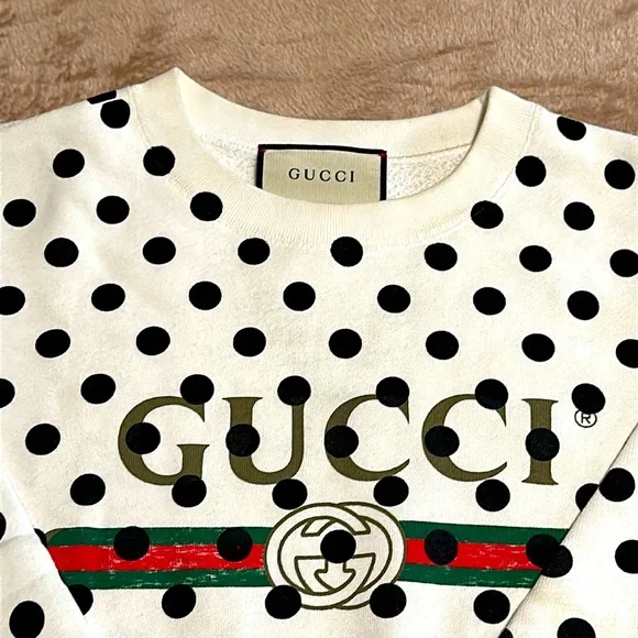 Gucci White & Black Polka Dot Print Sweatshirt - Picture 4 of 14